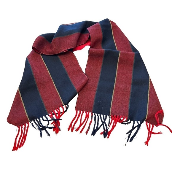 Whitney Brooks Burgandy Navy Fall Lambswool German Made Scarf - Picture 3 of 8
